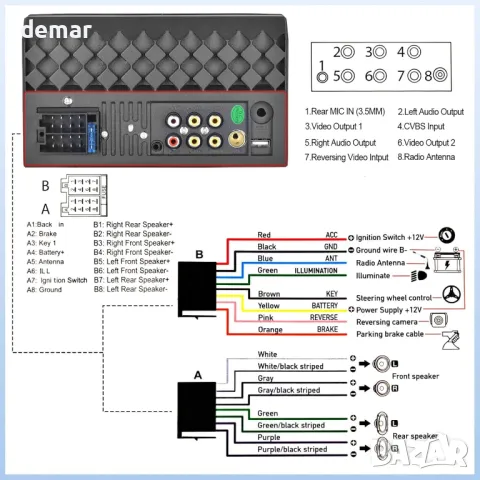 Радио за кола с двоен дин с CarPlay Android Auto CAMECHO 7-инчов сензорен екран+камера за заден ход, снимка 8 - Аксесоари и консумативи - 49334152