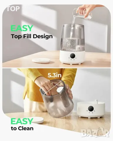 Овлажнител Homvana H101 тих ултразвуков овлажнител 3л с осветление, снимка 3 - Овлажнители и пречистватели за въздух - 48788277