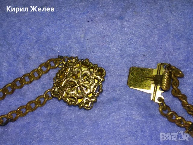 СТАРА РЕТРО АР НУВО СТИЛ ОГЪРЛИЦА БРОНЗ и КАТАЛИН с ПОЗЛАТА и ФИЛИГРАННА ЗАКОПЧАЛКА 36907, снимка 8 - Антикварни и старинни предмети - 40684793