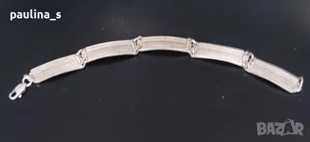 Винтидж / Масивна сребърна гривна, филигран с подложка от СБХ / проба 925 , снимка 7 - Гривни - 49310134