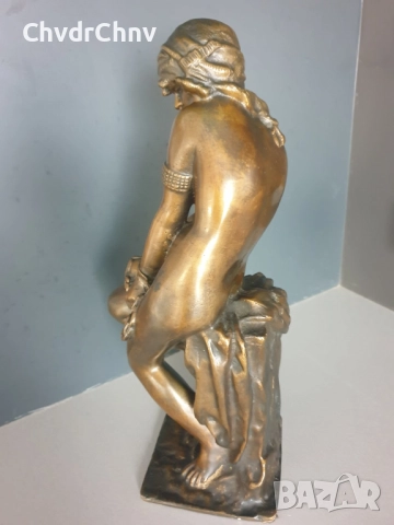 44см-9кг Ginotti бронзова скулптура/еротика/стара италианска фигура на гола жена-робиня/статуетка, снимка 5 - Статуетки - 52463473