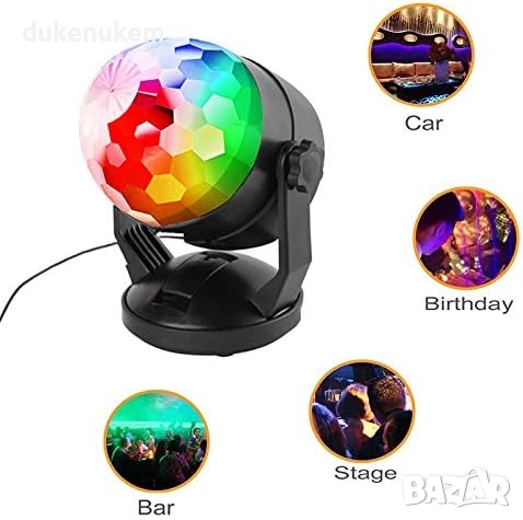 Комплект от 2 броя LED Диско лампа с листанционно управление, снимка 2 - Прожектори - 52694821