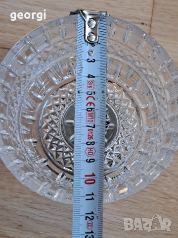 кристална бонбониера със сребърен пиедестал , снимка 12 - Антикварни и старинни предмети - 53083947