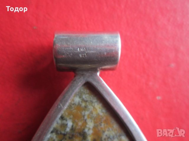 Сребърен медальон висулка колие с камък , снимка 5 - Колиета, медальони, синджири - 35103256