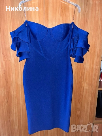 Бандажна рокля в турско синьо , снимка 5 - Рокли - 52047607