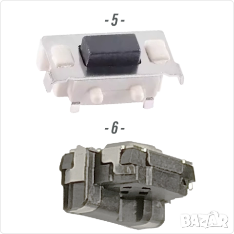 Микробутон / Тъч бутон SMD DIP монтаж , 2 PIN Tact Switch Button 2 PIN, снимка 4 - Друга електроника - 51950280