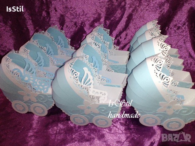 3Д количка -покана кръстници, подарък за гости на кръщене, покани колички, подарък новородено бебе, снимка 9 - Други - 18683734