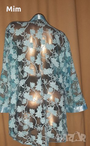 CITYGIRL XL Прозрачен секси син халат на цветя , снимка 3 - Нощници - 32950101
