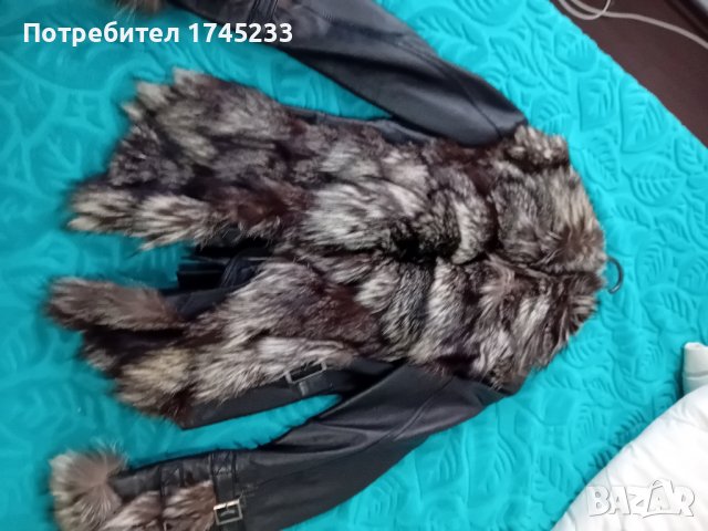 кожено  яке  със сребърна  лисица , снимка 3 - Якета - 43392489