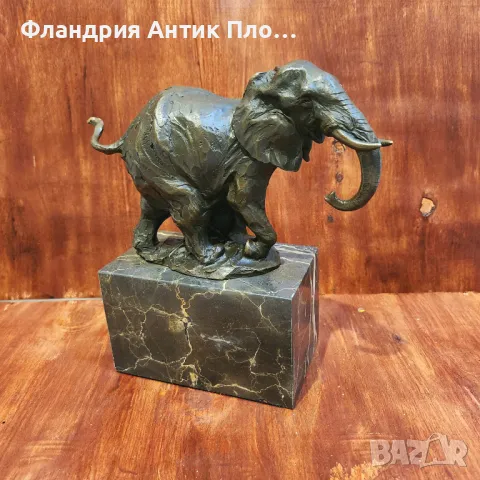 Бронзова скулптура на слон от Milo върху мраморна основа, снимка 7 - Статуетки - 49648678