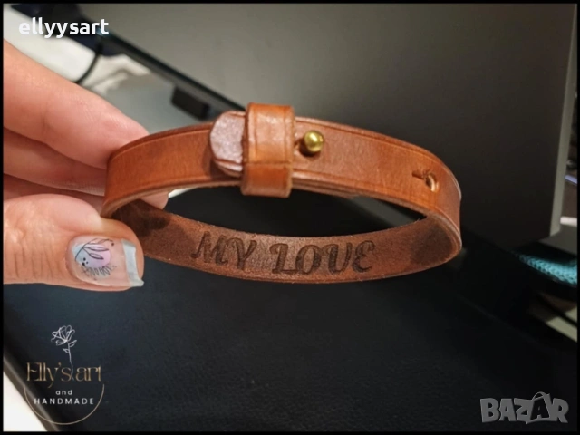 кожена гривна ESID с послание, снимка 4 - Арт сувенири - 53577488