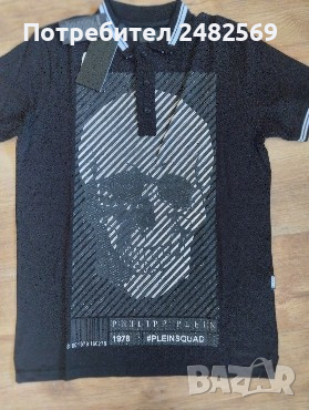 Тениска с яка тип поло PHILIPP PLEIN размер L, снимка 2 - Тениски - 44856393