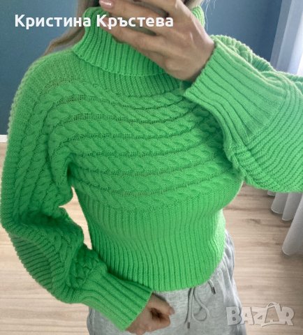 Зелен пуловер , снимка 1 - Блузи с дълъг ръкав и пуловери - 43909135