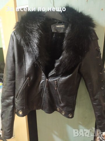 Страхотно кожено яке с пух в черен цвят , снимка 5 - Якета - 38514465