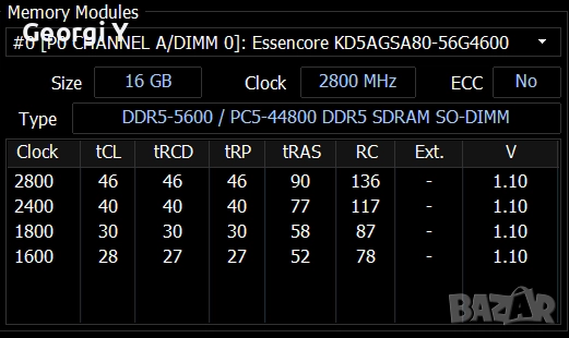 32GB (2x16GB) DDR5 5600 SODIMM (лаптоп), снимка 8 - RAM памет - 52986255