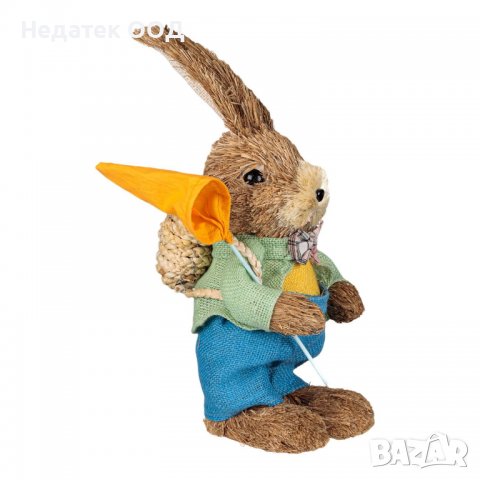 Великденска декорация, Зайче с кошница с моркови, 35 см, Многоцветна, снимка 3 - Декорация за дома - 39919903