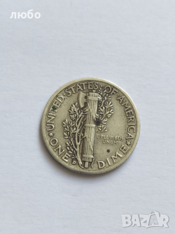 Сребърна Монета AMERICA ONE DIME 1943, снимка 2 - Нумизматика и бонистика - 36401138