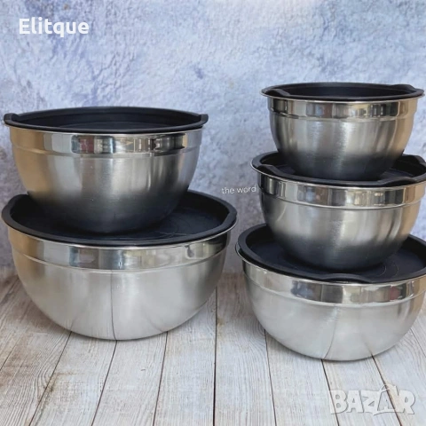Комплект купи от неръждаема стомана 18/10 с капаци – 10 части, матово покритие, снимка 3 - Други - 53341816