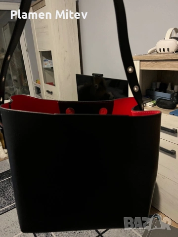 Дамска чанта Mia Tomazzi естествена кожа черен цвят, снимка 4 - Чанти - 53374181