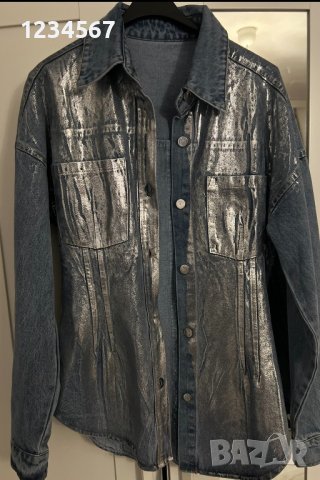 Дамска дънкова риза с лъскав ефект