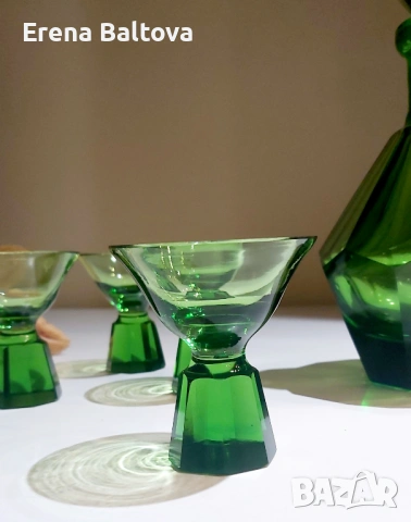 🍀🪷Гарафа декантер  и шотове Ар Деко, снимка 2 - Антикварни и старинни предмети - 53230572