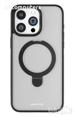 Калъф PVC Wekome MagSafe със стойка /Черна-рамка/ за iPhone 15 Plus 6.7 Баркод : 3126622