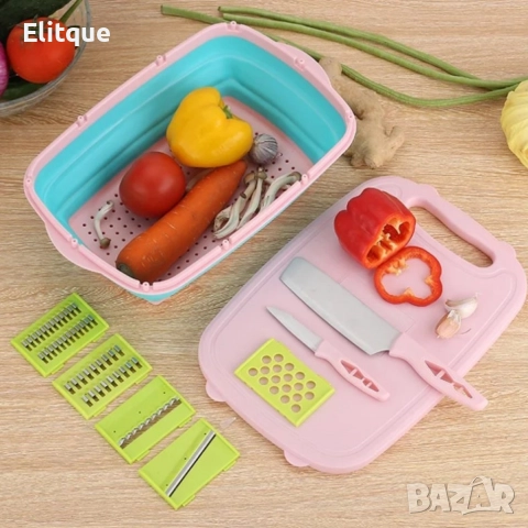 Кухненски къмпинг комплект 9в1 DEOUNY, мултифункционална дъска със сгъваем гевгир с кутия и аксесоар, снимка 3 - Други стоки за дома - 52905032