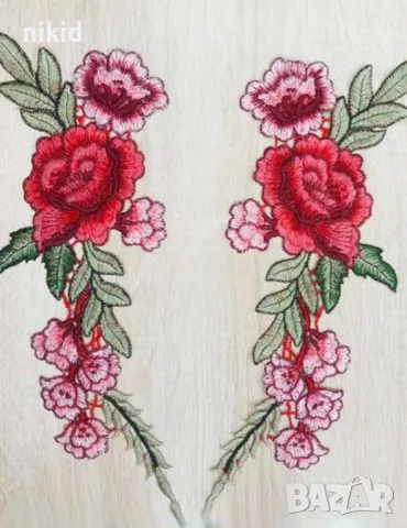 Роза Рози божур с листа голяма апликация за дреха дрехи самозалепваща се нашивка бродерия, снимка 4 - Други - 50324185