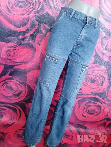 Chester Jeans Дамски дънки с ципове, джобове и широко прави крачоли С/М, снимка 5 - Дънки - 49447342