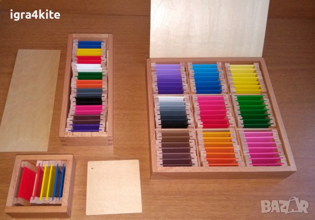 Монтесори цветни сензорни кутии 3бр. ПЪЛЕН КОМПЛЕКТ, снимка 6 - Образователни игри - 38857460