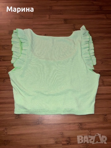 зелени къси панталони с волани за жени, снимка 2 - Ризи - 53539953