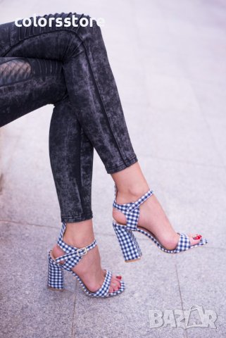 Сандали на ток - тъмносини - 217