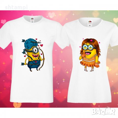 Комплект тениски за влюбени Миньони Minions love couple 1