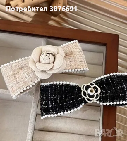 Френски ретро Шноли фиби щипки за коса от букле Chanel , снимка 3 - Аксесоари за коса - 48283941