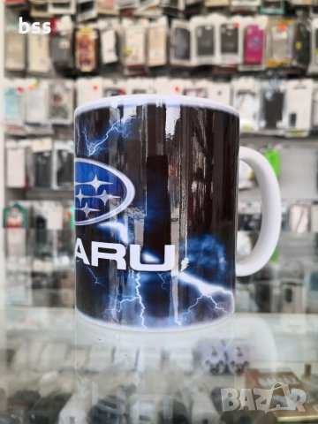 Бяла порцеланова чаша с логото на Субару / Subaru, снимка 3 - Чаши - 32396029