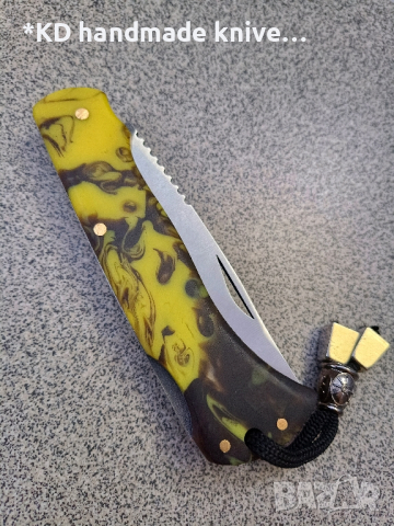 Сгъваем нож ръчно изработен от D2 стомана, снимка 4 - Ножове - 44880155