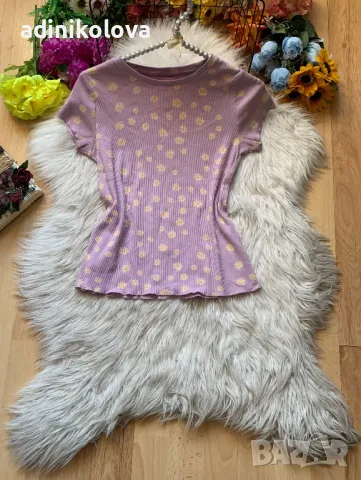 Лилава рипсена тениска, снимка 1