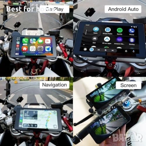 CARabc 5" IPS сензорен екран, преносим Apple Carplay за мотоциклет, снимка 5 - Друга електроника - 53381307