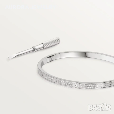CARTIER Love Small Paved White Gold Diamonds Гривна с Отверка, снимка 11 - Гривни - 53169859