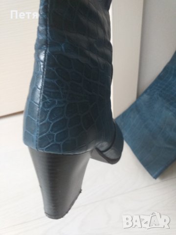 Красиви петролено сини чизми , снимка 5 - Дамски ботуши - 32582542