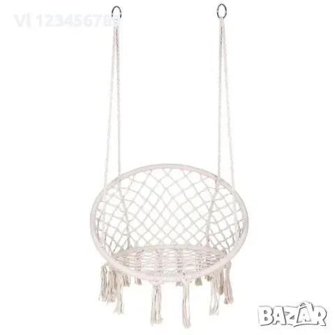 Висяща въжена люлка-хамак, Бежова/черна/+ подарък възглавница, снимка 3 - Къмпинг мебели - 51540726