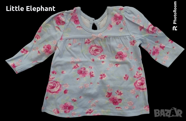 Блузка с дълъг ръкав за 6-9 мес момиченце,roses on blue"колекция"Flowers",Англия/нова