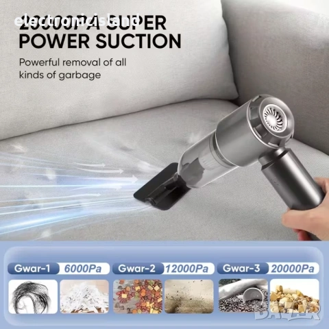 Мощна прахосмукачка QILIEASY, 100W 20000Pa с висока мощност,батерия 6000mAh, мокро и сухо почистване, снимка 3 - Прахосмукачки - 53169302