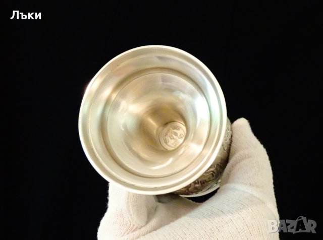 Бокал от калай за вино,релефни селски картини,авторски. , снимка 8 - Антикварни и старинни предмети - 33670020