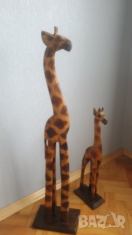 Дървени африкански фигури на жирафи, снимка 4 - Антикварни и старинни предмети - 43900744
