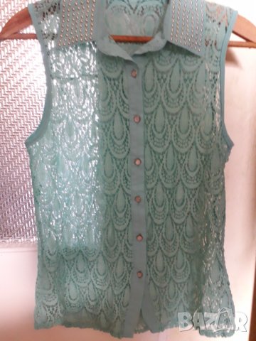 Дамска лятна блуза риза от дантела с копчета , снимка 4 - Ризи - 28901725
