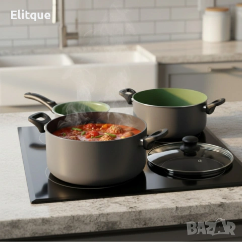 Комплект съдове Michelino Lara – 6 Части с незалепващо Pfluon покритие и турбо индукция, снимка 2 - Други - 53240866