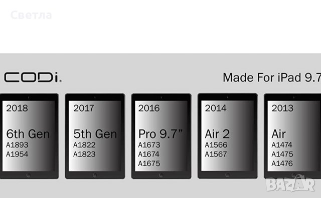 Bluetooth кейс с клавиатура Codi за iPad 9,7'', 6 в 1, 360 градуса,Не е Лаптоп,не е Таблет, снимка 14 - Таблети - 34926671