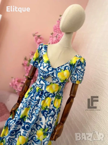 дълга лятна рокля с лимони , снимка 4 - Рокли - 53579408