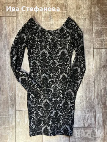 Нова еластична елегантна парти черна сива сиво фигури  Only, снимка 3 - Рокли - 48079506